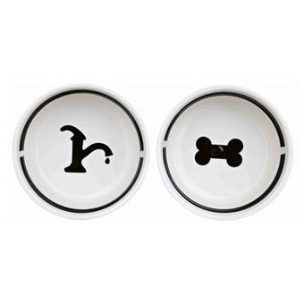 Trixie-Futtertrog / Tränketrogset Auf Den Füssen Fressen Weiss / Schwarz