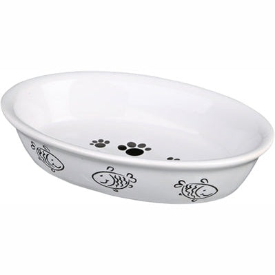 Trixie Futterschale / Wasserschale Oval Pfote / Fischmuster Keramik Sortiert