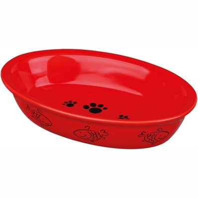Trixie Futterschale / Wasserschale Oval Pfote / Fischmuster Keramik Sortiert