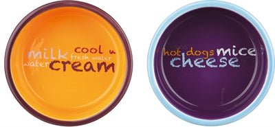 Trixie Futterschale / Wasserschale Keramik Metall Hellblau / Orange / Lila