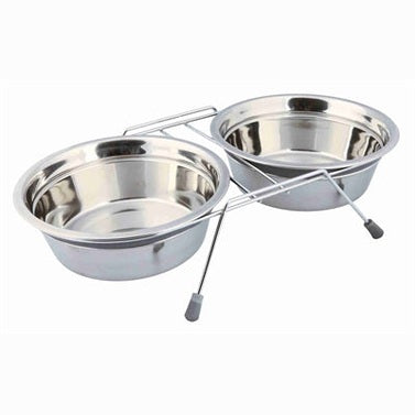 Trixie Futter-/Wassernapf-Set Klöppelschutz Edelstahl/Metall Grau