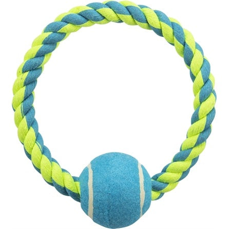 Trixie Seilring Mit Tennisball Lime/Blau