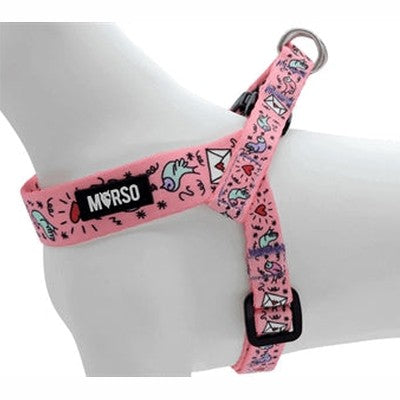 Morso Mini-Hundegeschirr Einstellbar Recyceltes Süsses Zwitschern Rosa