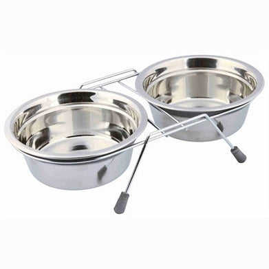 Trixie Futter-/Wassernapf-Set Klöppelschutz Edelstahl/Metall Grau