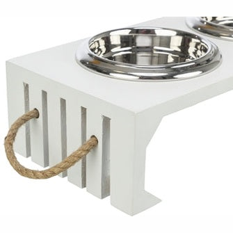Trixie Be Nordic Set Fressnapf/Wassernapf Holz/Edelstahl Weiss